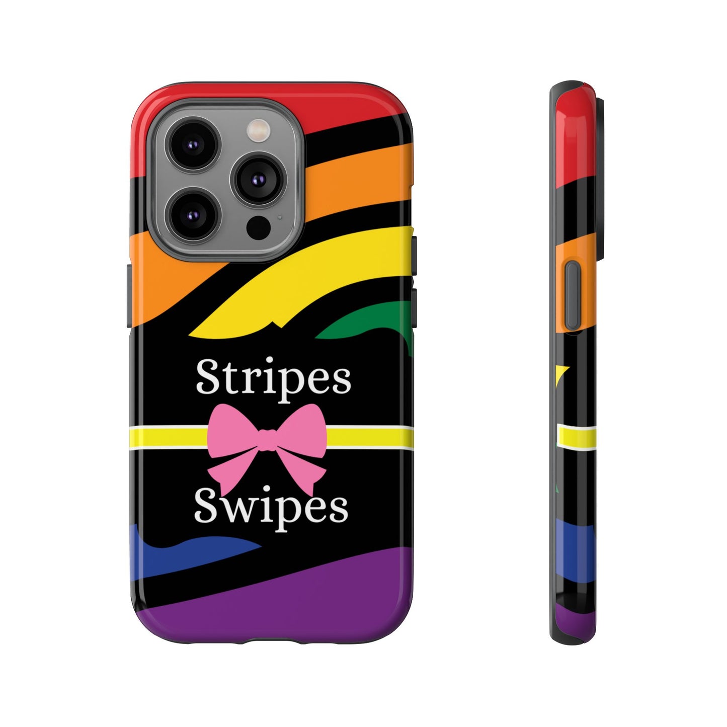 Phone Case iPhone 16/15/14 - Wavy Vivid Stripes & Swipes Tough Case