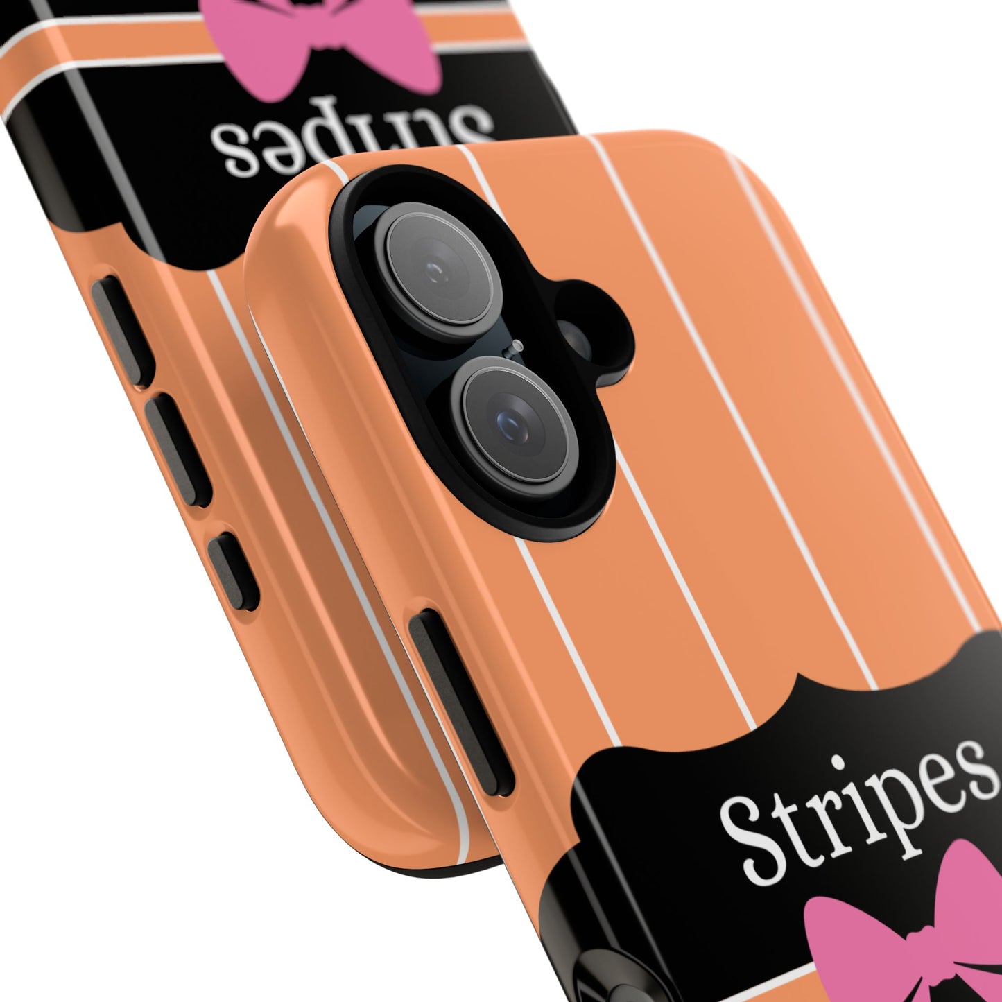 Phone Case iPhone 16/15/14 - Orange/White Stripes & Swipes Tough Case