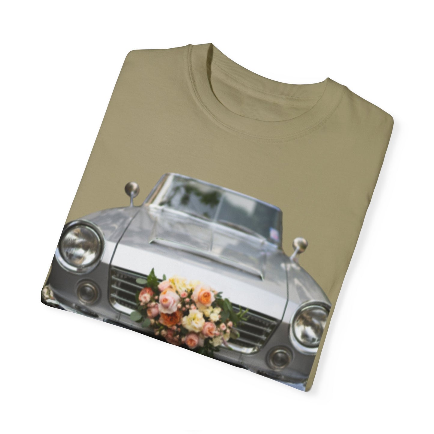 Men's T-Shirt Tough Guy Car with Flowers Design