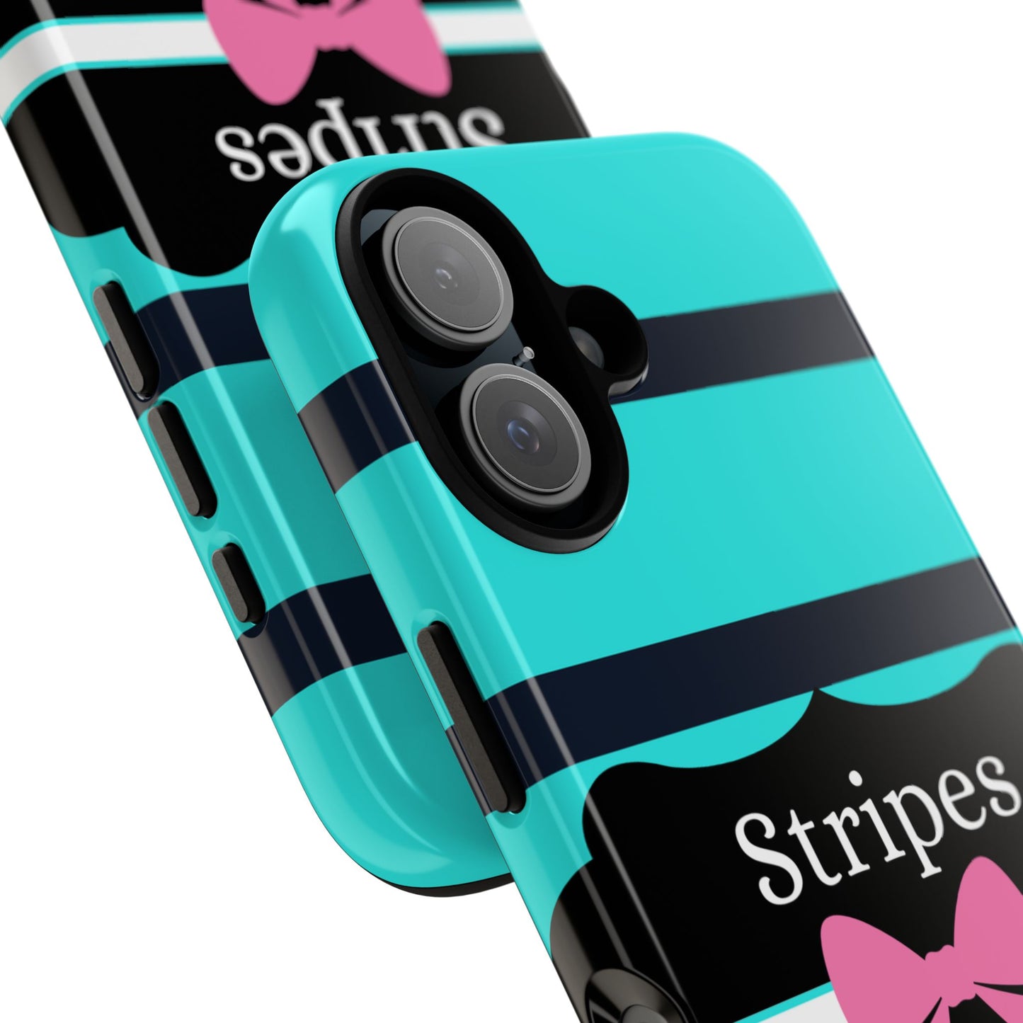 Phone Case iPhone 16/15/14 - Blue/Black Stripes & Swipes Tough Case