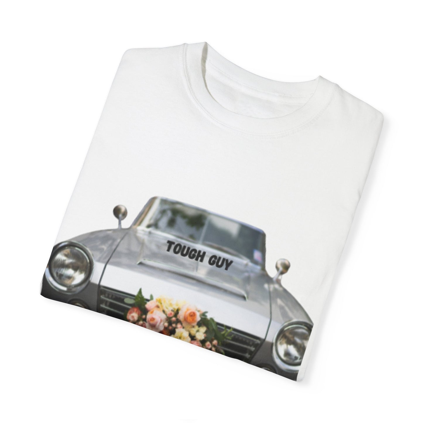 Men's T-Shirt Tough Guy Car with My Wife Loves Me Flowers Design