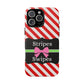 Phone Case iPhone 16/15/14 - Diagonal Red/White Stripes & Swipes Tough Case