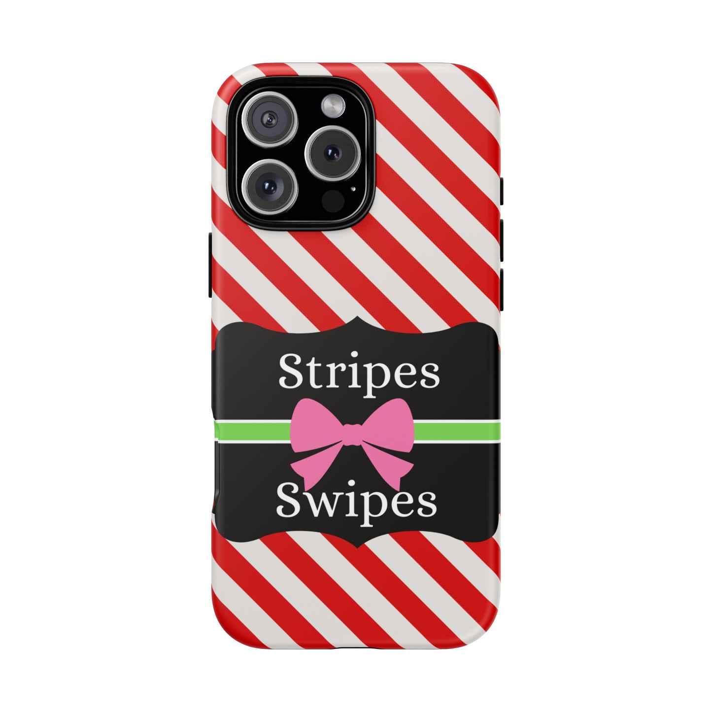 Phone Case iPhone 16/15/14 - Diagonal Red/White Stripes & Swipes Tough Case