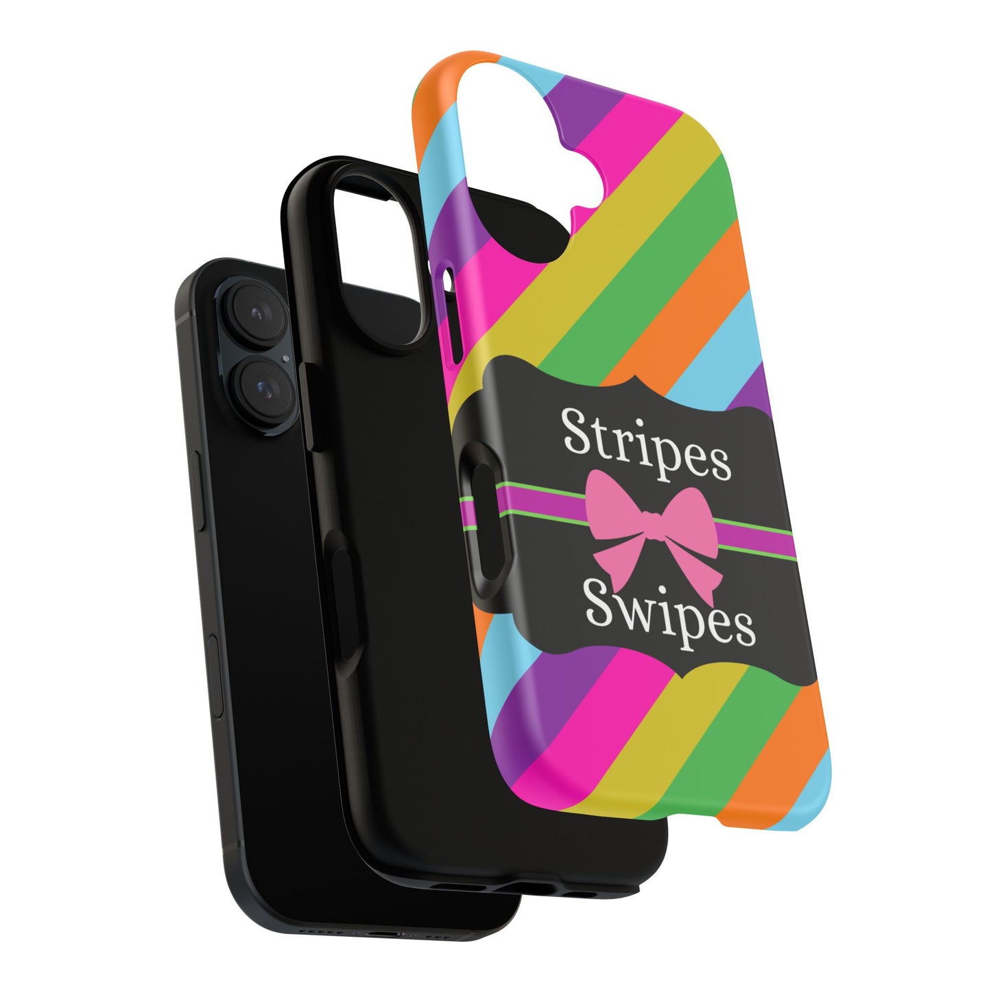 Phone Case iPhone 16/15/14 - Diagonal Vivid Stripes & Swipes Tough Case