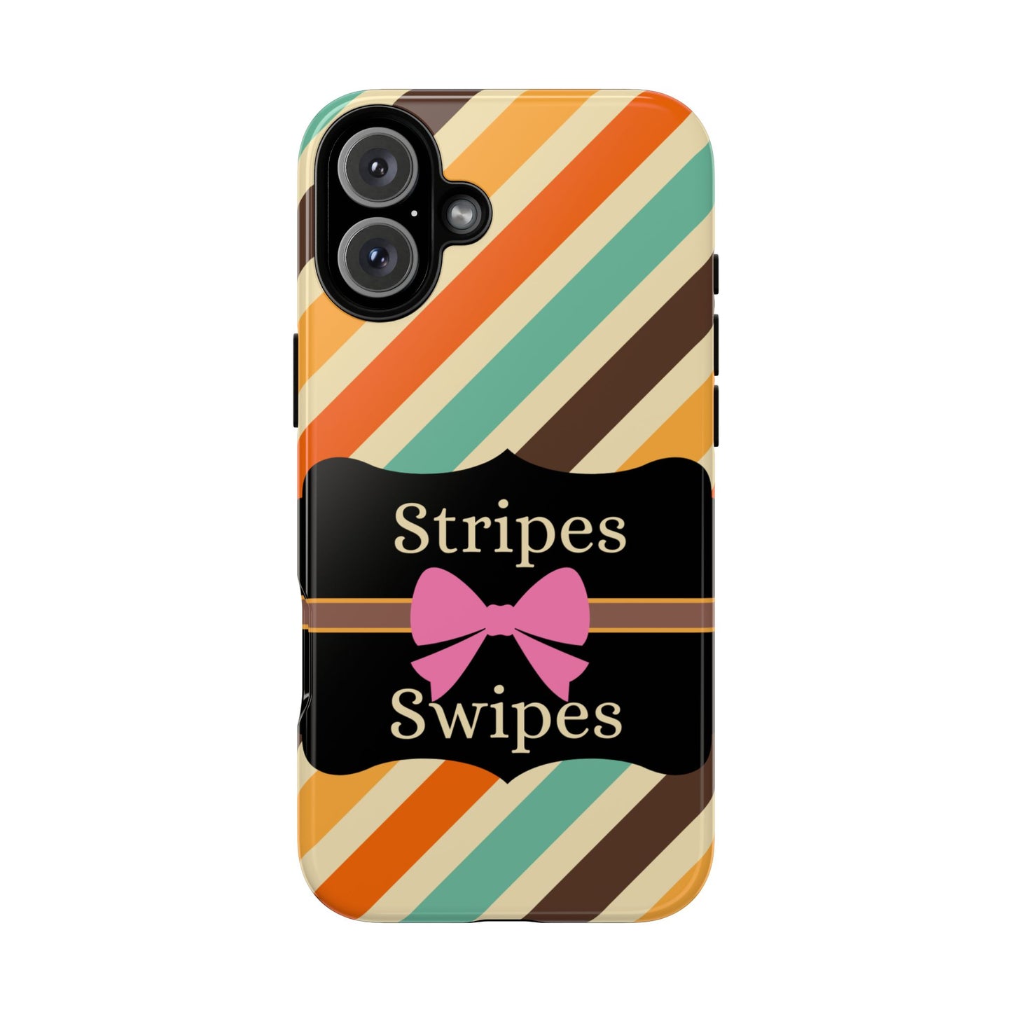 Phone Case iPhone 16/15/14 - Diagonal Retro Stripes & Swipes Tough Case