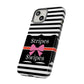Phone Case iPhone 16/15/14 -Black/White/Red Stripes & Swipes Tough Case