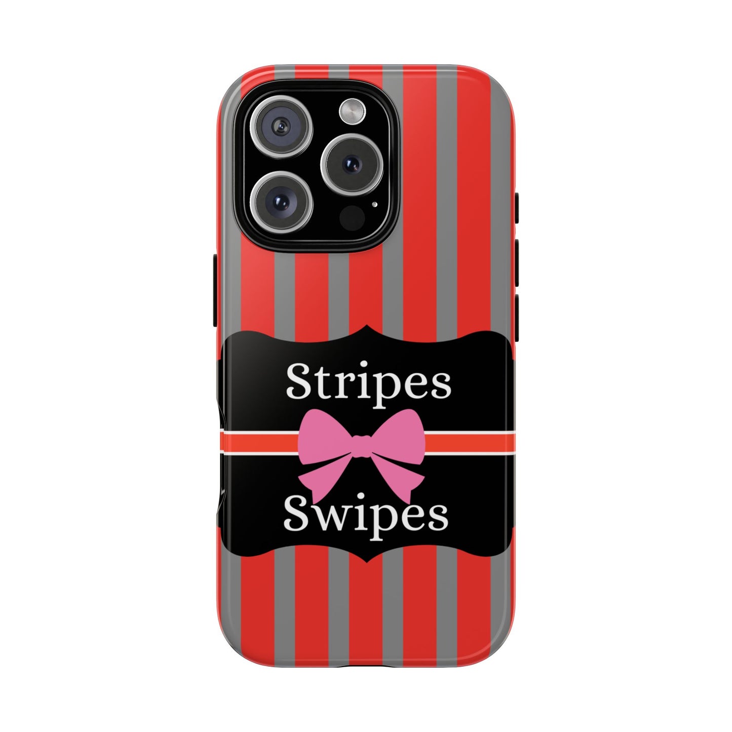 Phone Case iPhone 16/15/14 - Red/Gray Stripes & Swipes Tough Case