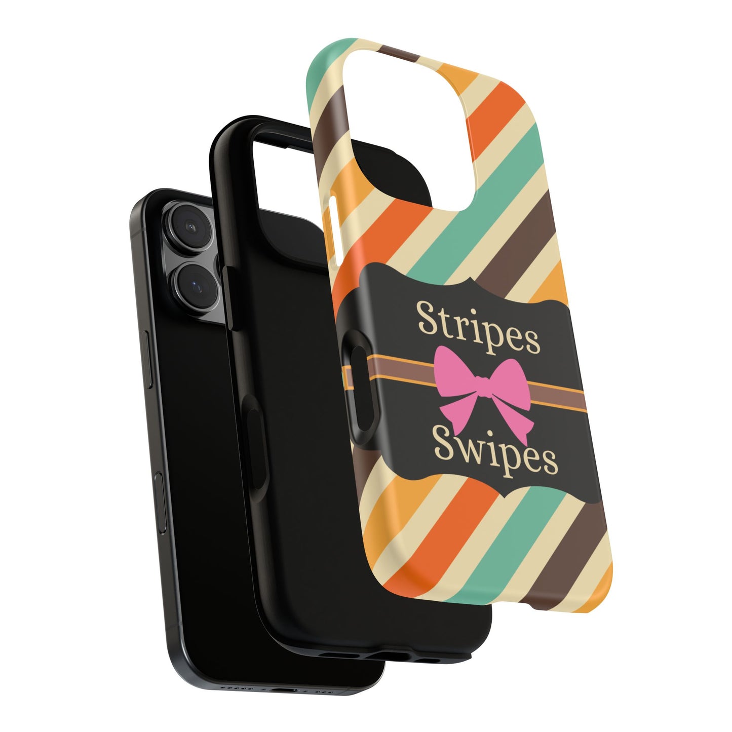 Phone Case iPhone 16/15/14 - Diagonal Retro Stripes & Swipes Tough Case