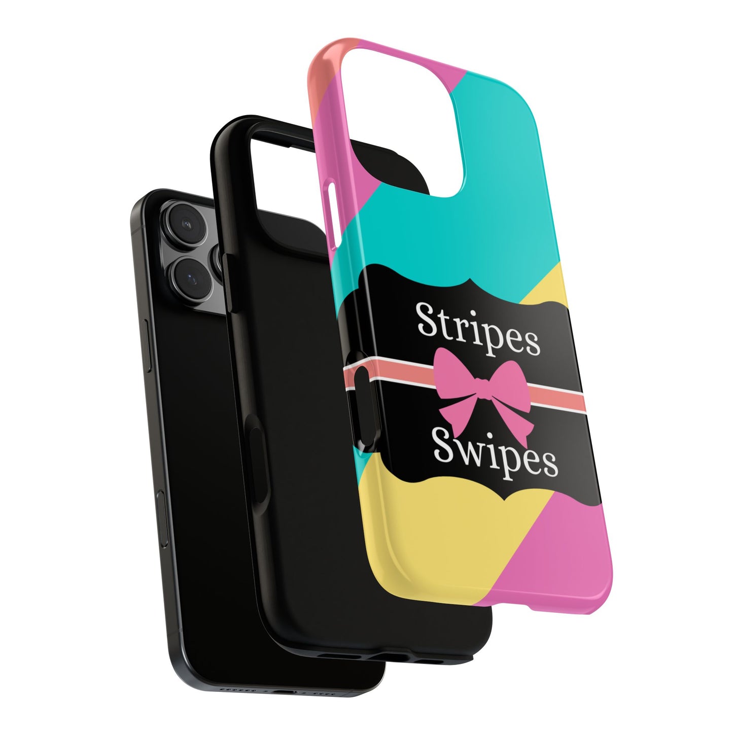 Phone Case iPhone 16/15/14 - Cotton Candy Stripes & Swipes Tough Case