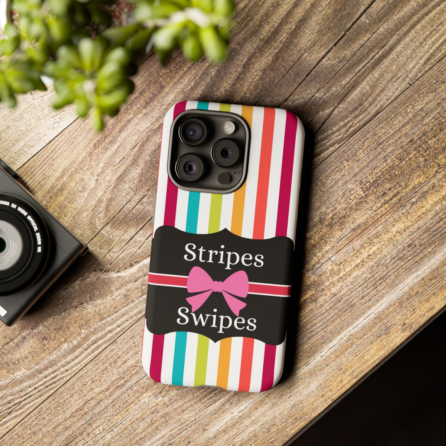 Phone Case iPhone 16/15/14 - Lollipop Stripes & Swipes Tough Case