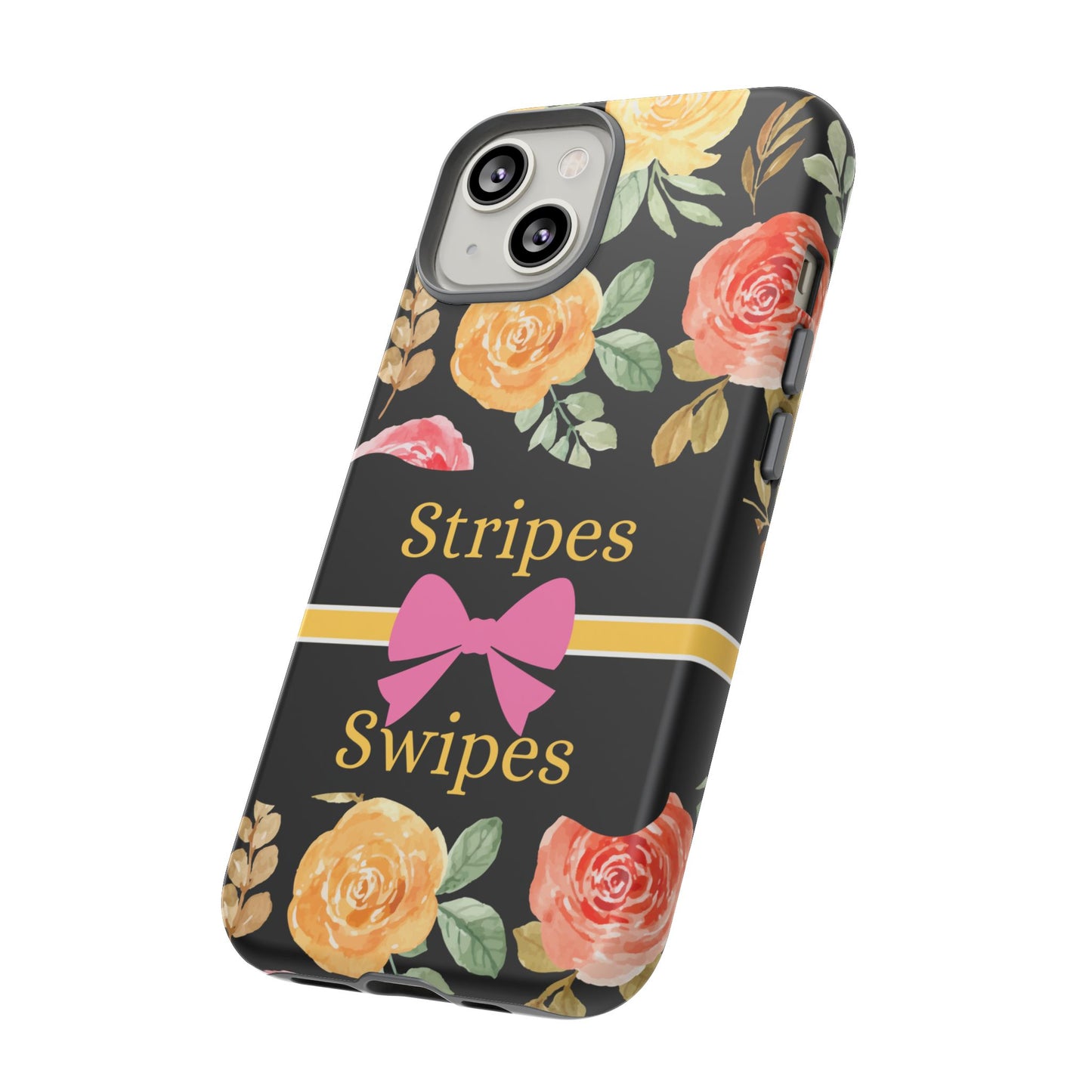 Phone Case iPhone 16/15/14 - Flowers Stripes & Swipes Tough Case