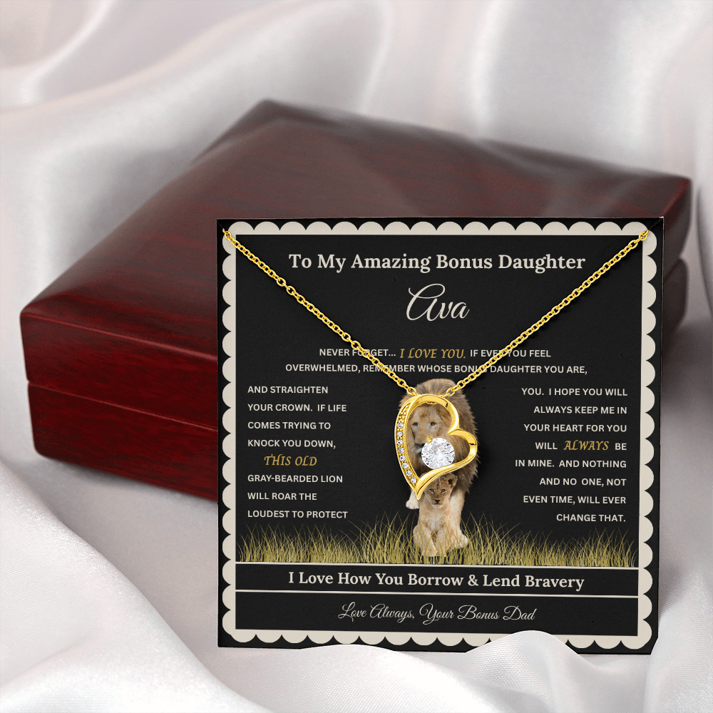 Personalized Daughter Heart Necklace with Message Card – Custom Name Gift for Daughter, Granddaughter, Bonus Daughter or Goddaughter