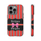 Phone Case iPhone 16/15/14 - Red/Gray Stripes & Swipes Tough Case