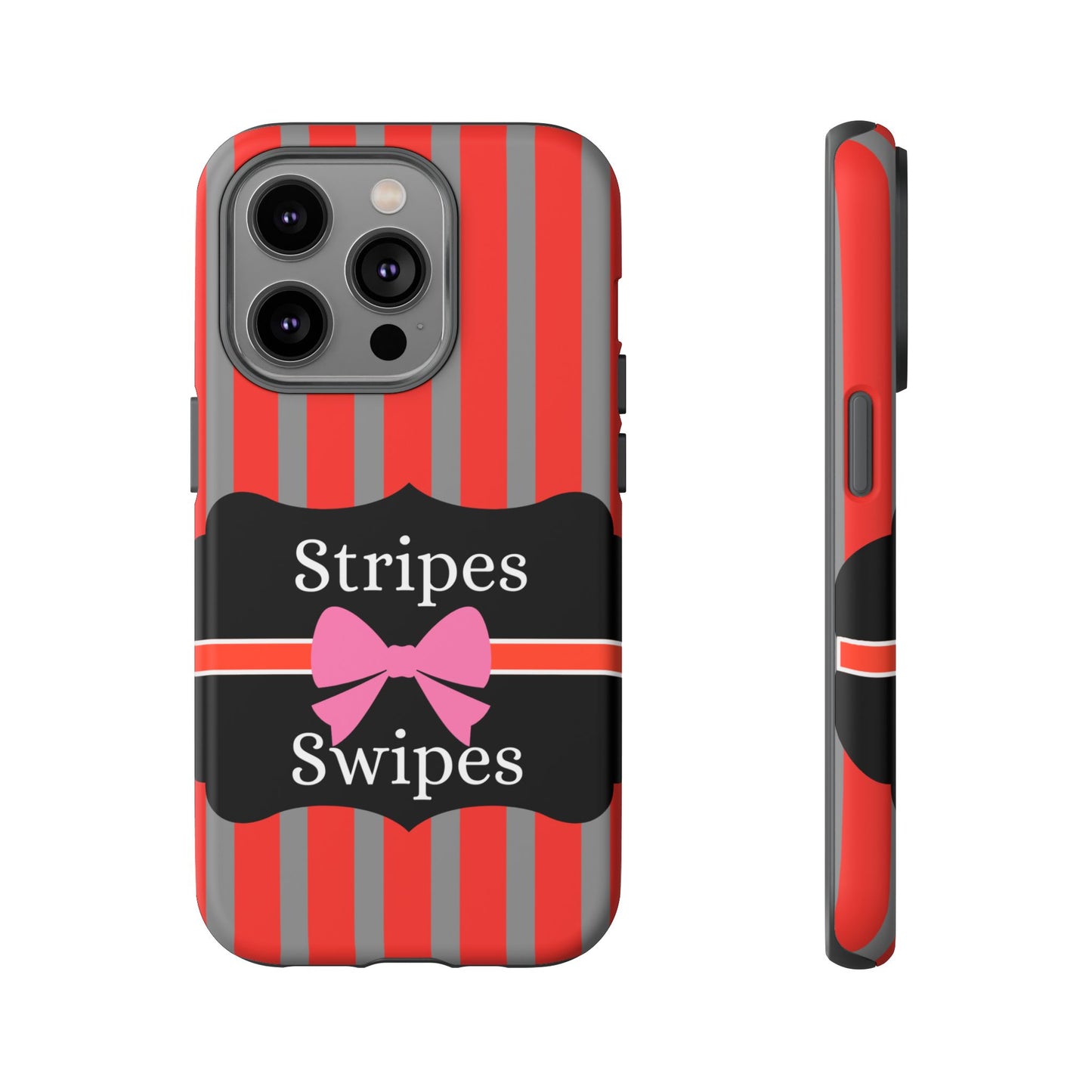 Phone Case iPhone 16/15/14 - Red/Gray Stripes & Swipes Tough Case