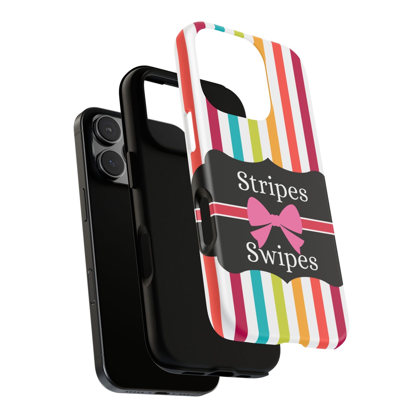 Phone Case iPhone 16/15/14 - Lollipop Stripes & Swipes Tough Case