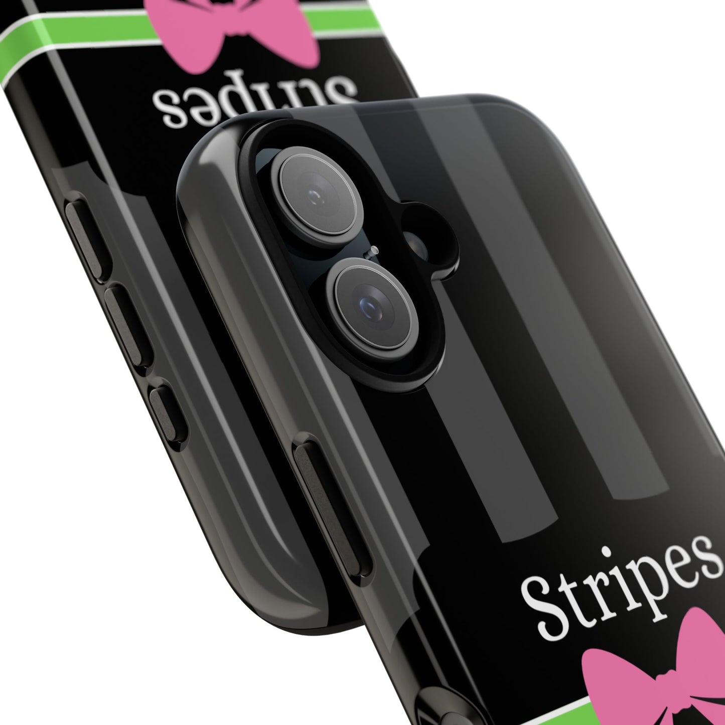 Phone Case iPhone 16/15/14 - Black/Gray/Pink Stripes & Swipes Tough Case