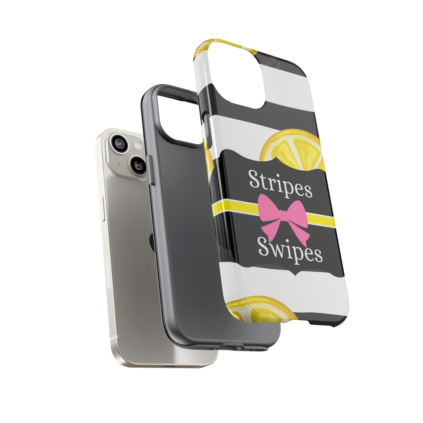 Phone Case iPhone 16/15/14 - Lemony Stripes & Swipes Tough Case