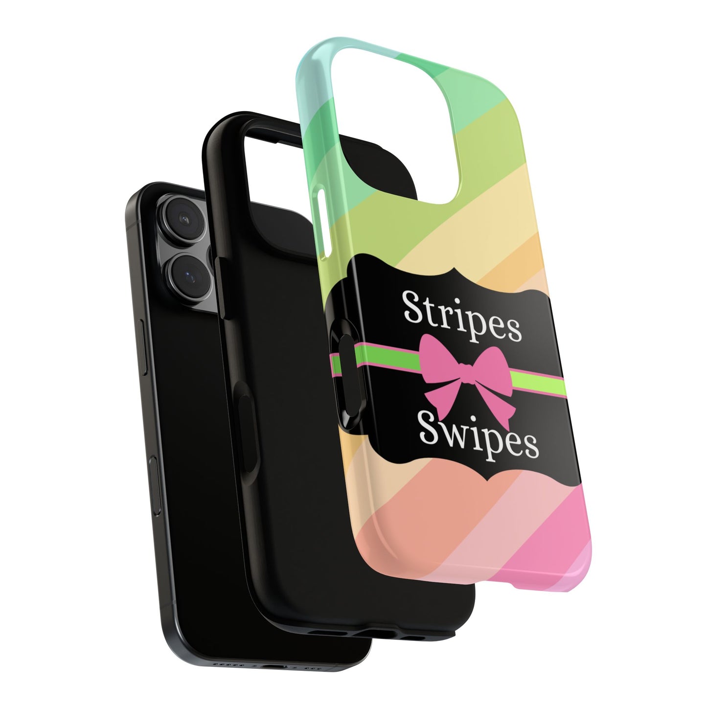 Phone Case iPhone 16/15/14 - Diagonal Pastel Stripes & Swipes Tough Case