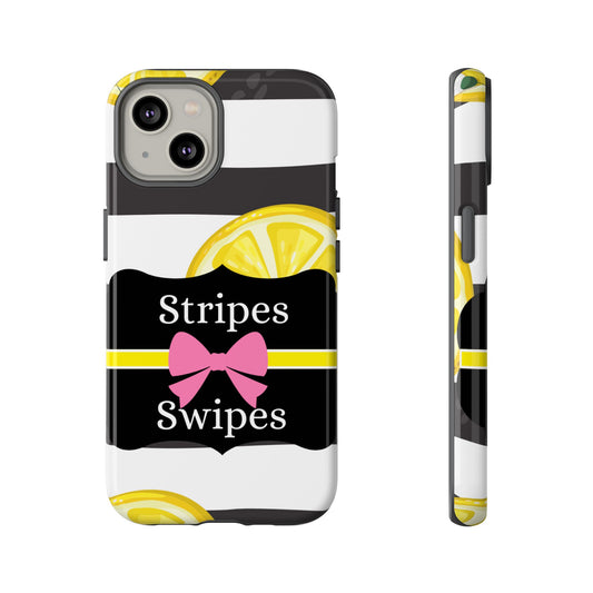 Phone Case iPhone 16/15/14 - Lemony Stripes & Swipes Tough Case