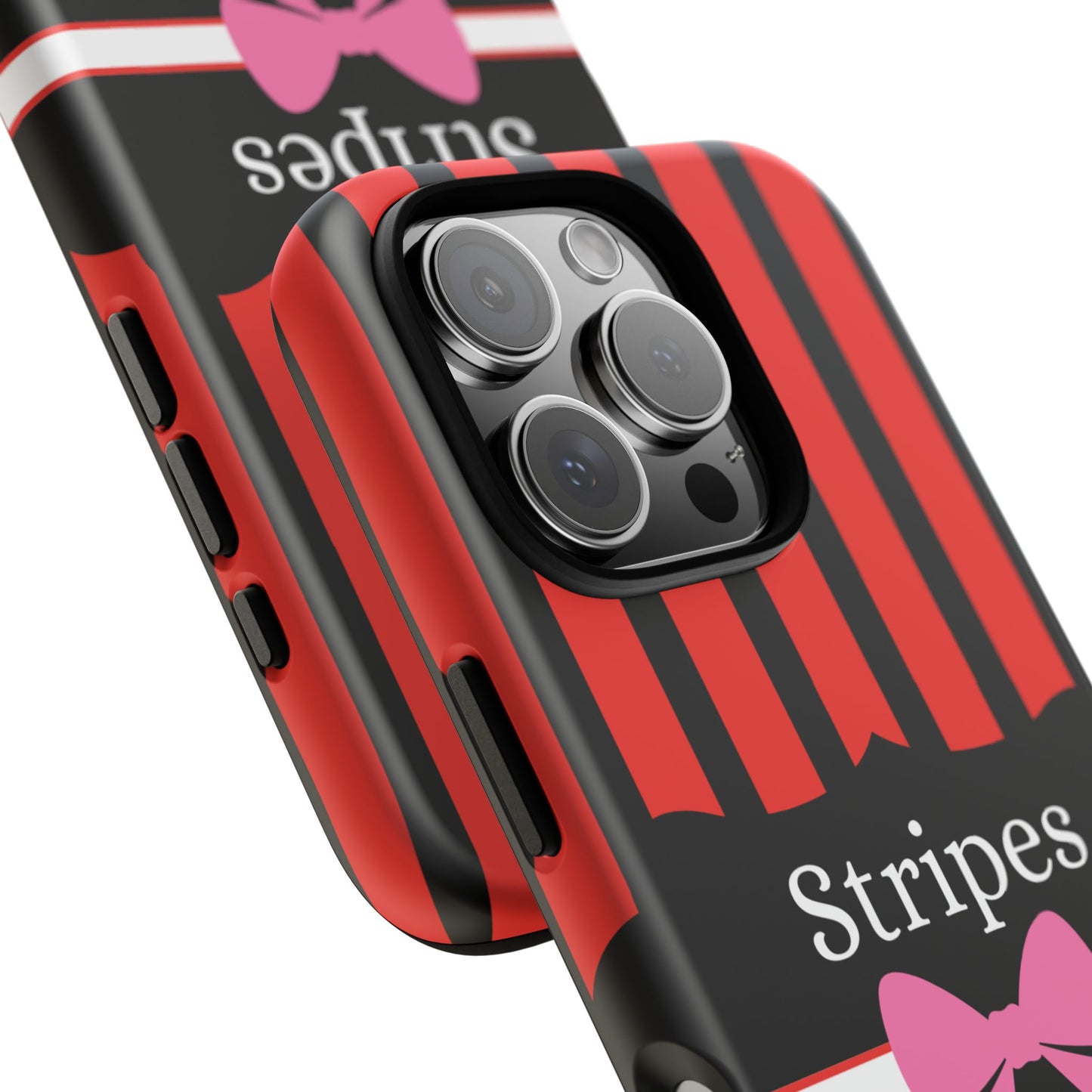 Phone Case iPhone 16/15/14 - Red/Black/White Stripes & Swipes Tough Case