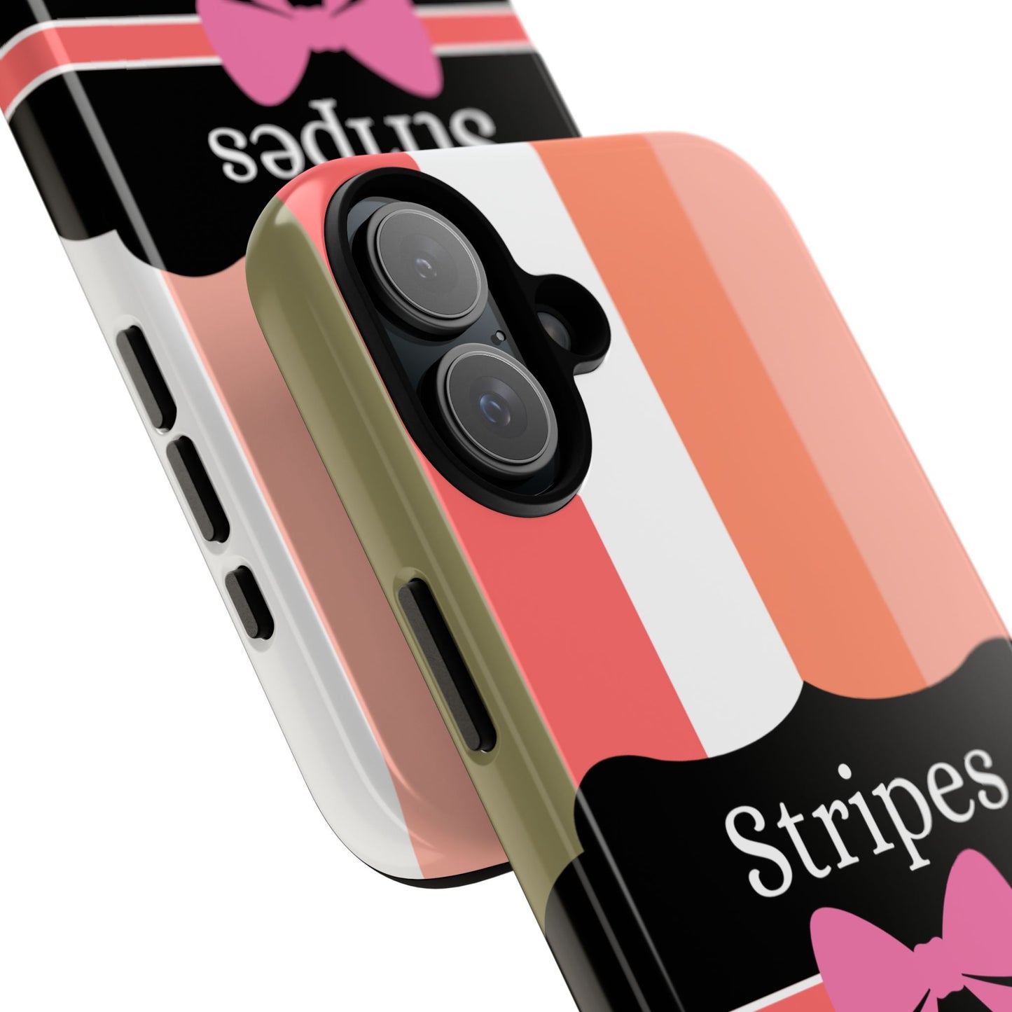 Phone Case iPhone 16/15/14 - Peachy Stripes & Swipes Tough Case