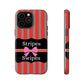 Phone Case iPhone 16/15/14 - Red/Gray Stripes & Swipes Tough Case