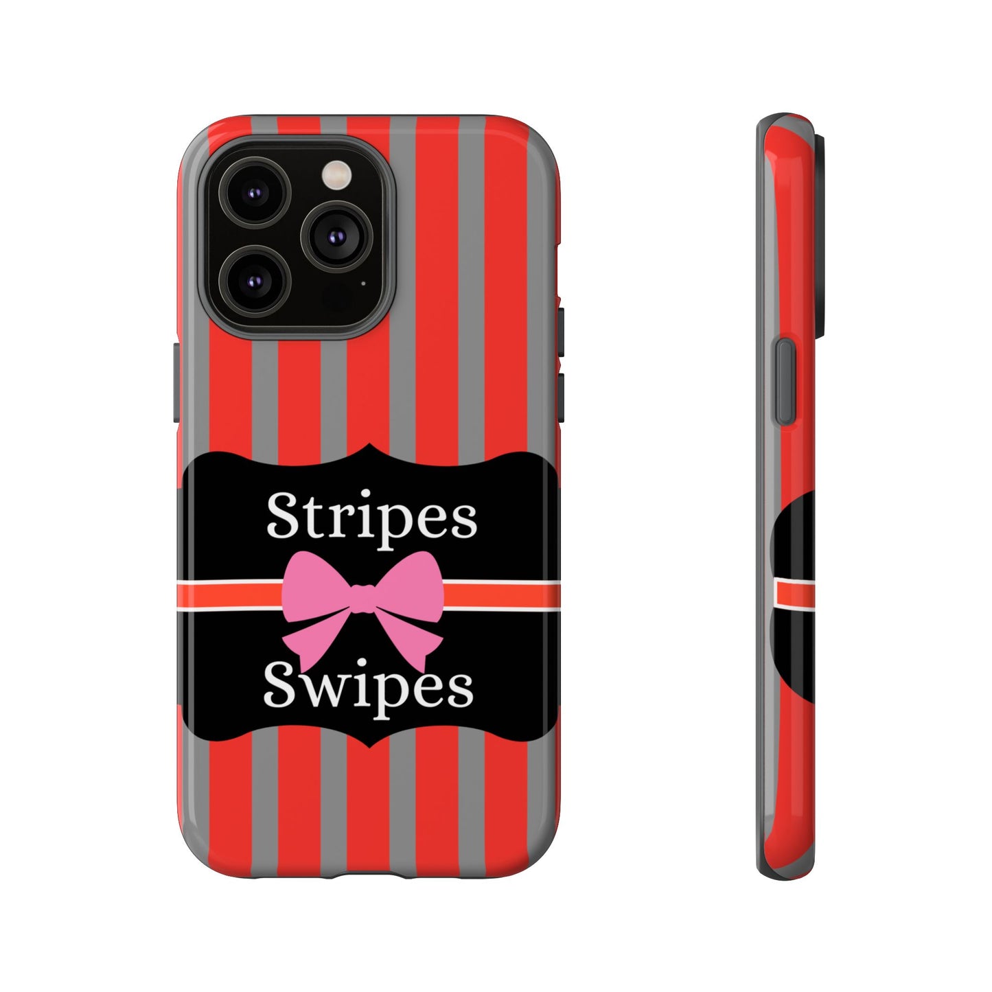 Phone Case iPhone 16/15/14 - Red/Gray Stripes & Swipes Tough Case