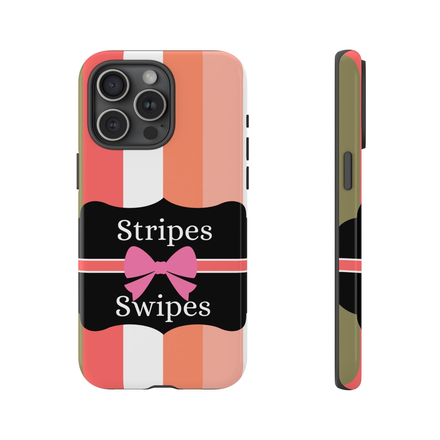 Phone Case iPhone 16/15/14 - Peachy Stripes & Swipes Tough Case