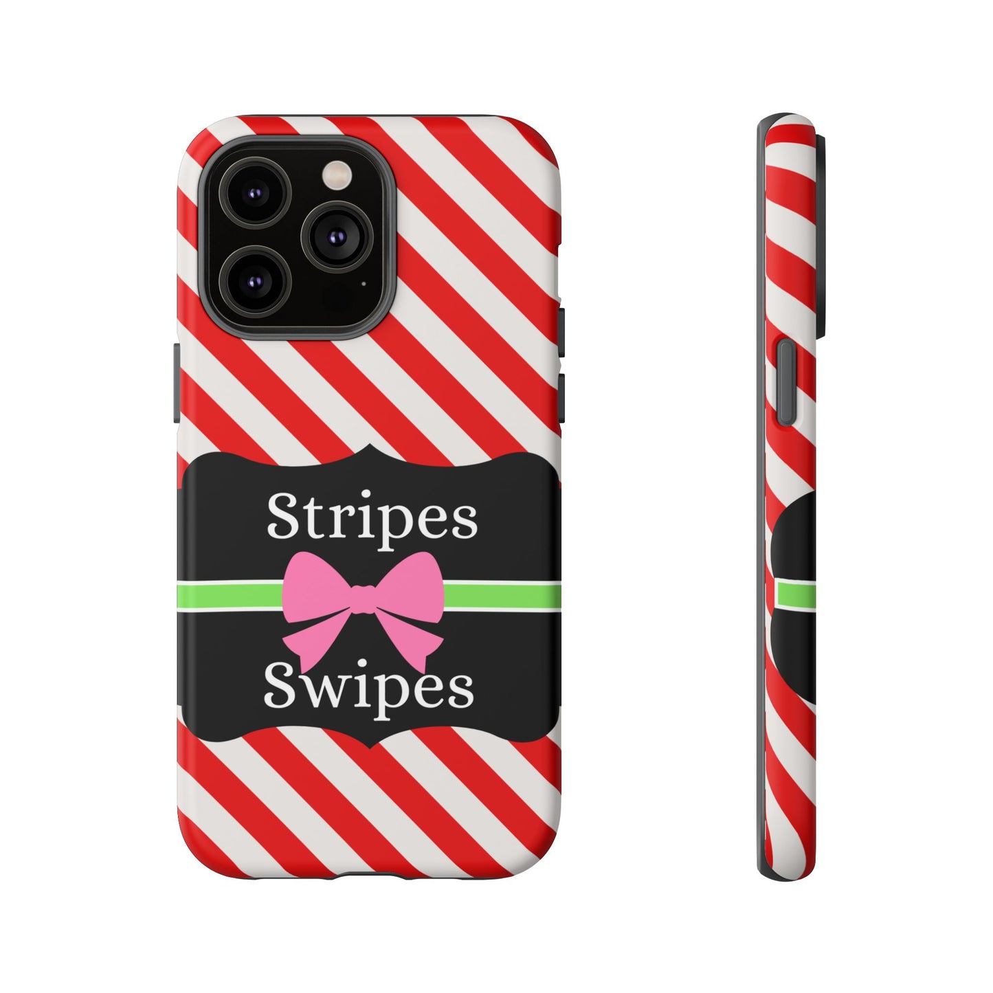 Phone Case iPhone 16/15/14 - Diagonal Red/White Stripes & Swipes Tough Case