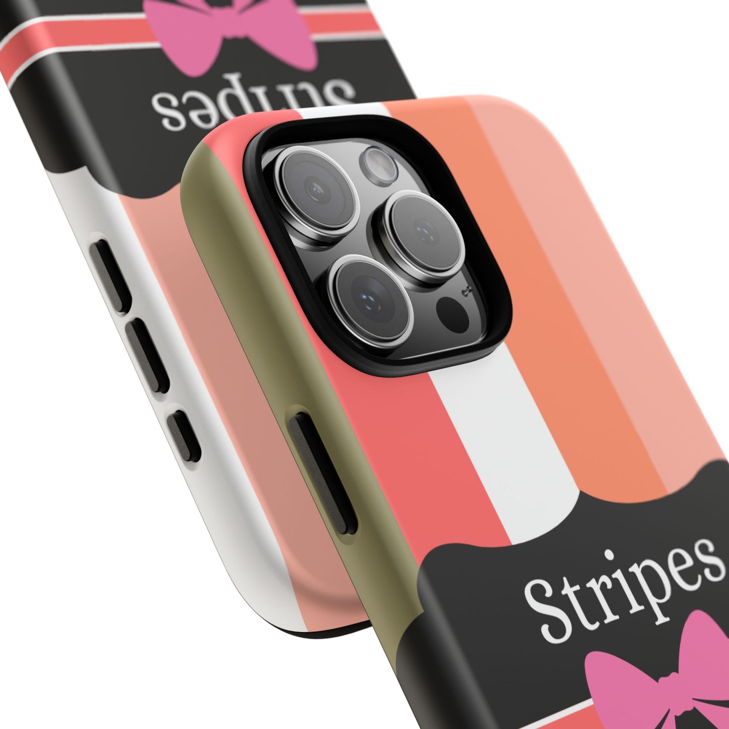 Phone Case iPhone 16/15/14 - Peachy Stripes & Swipes Tough Case