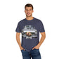 Men's T-Shirt Tough Guy Car with Just Married Flowers Design