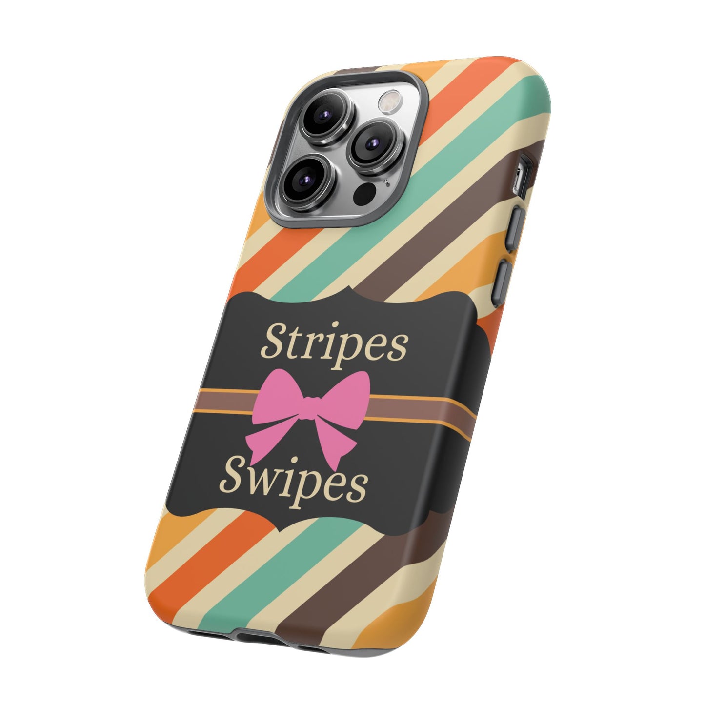 Phone Case iPhone 16/15/14 - Diagonal Retro Stripes & Swipes Tough Case