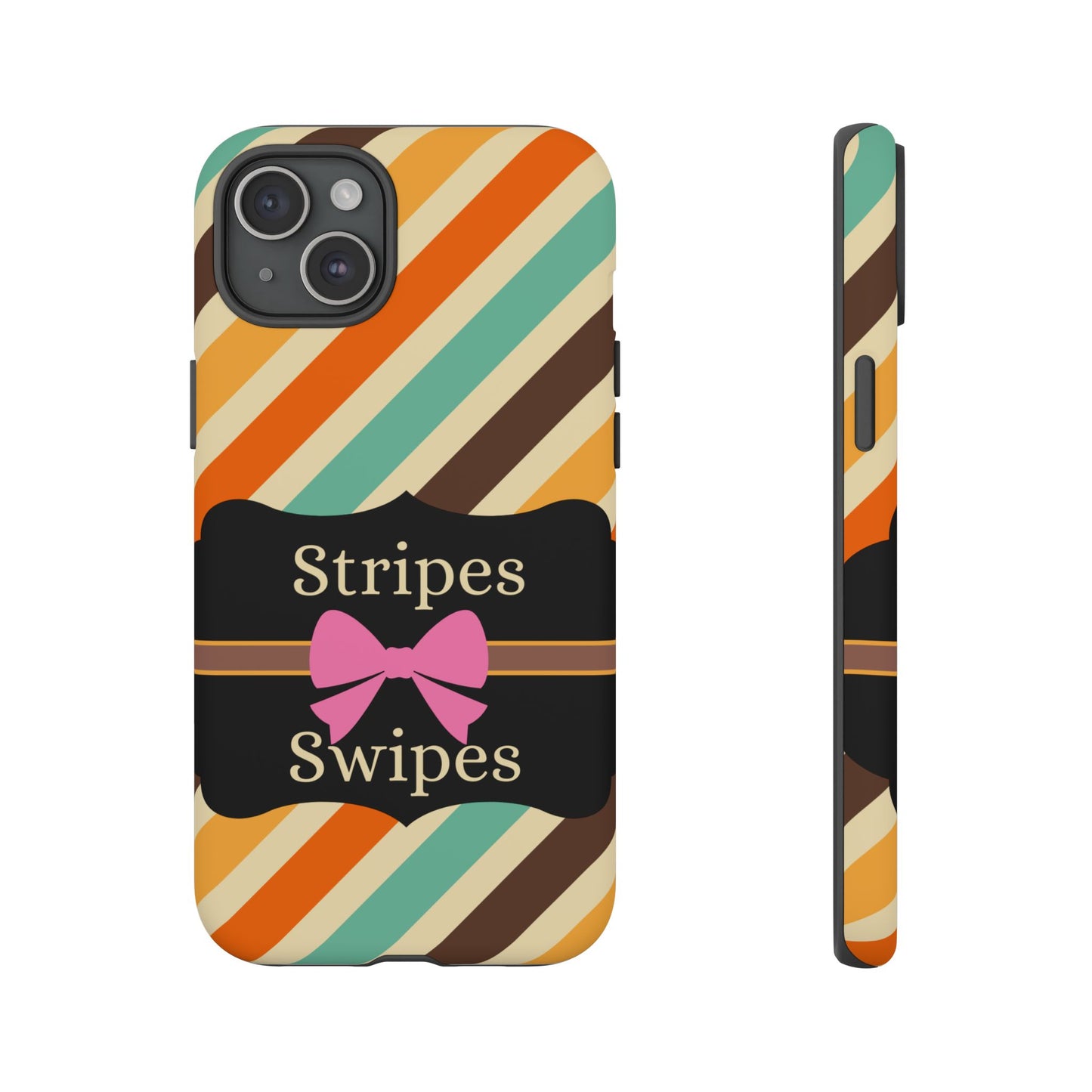 Phone Case iPhone 16/15/14 - Diagonal Retro Stripes & Swipes Tough Case