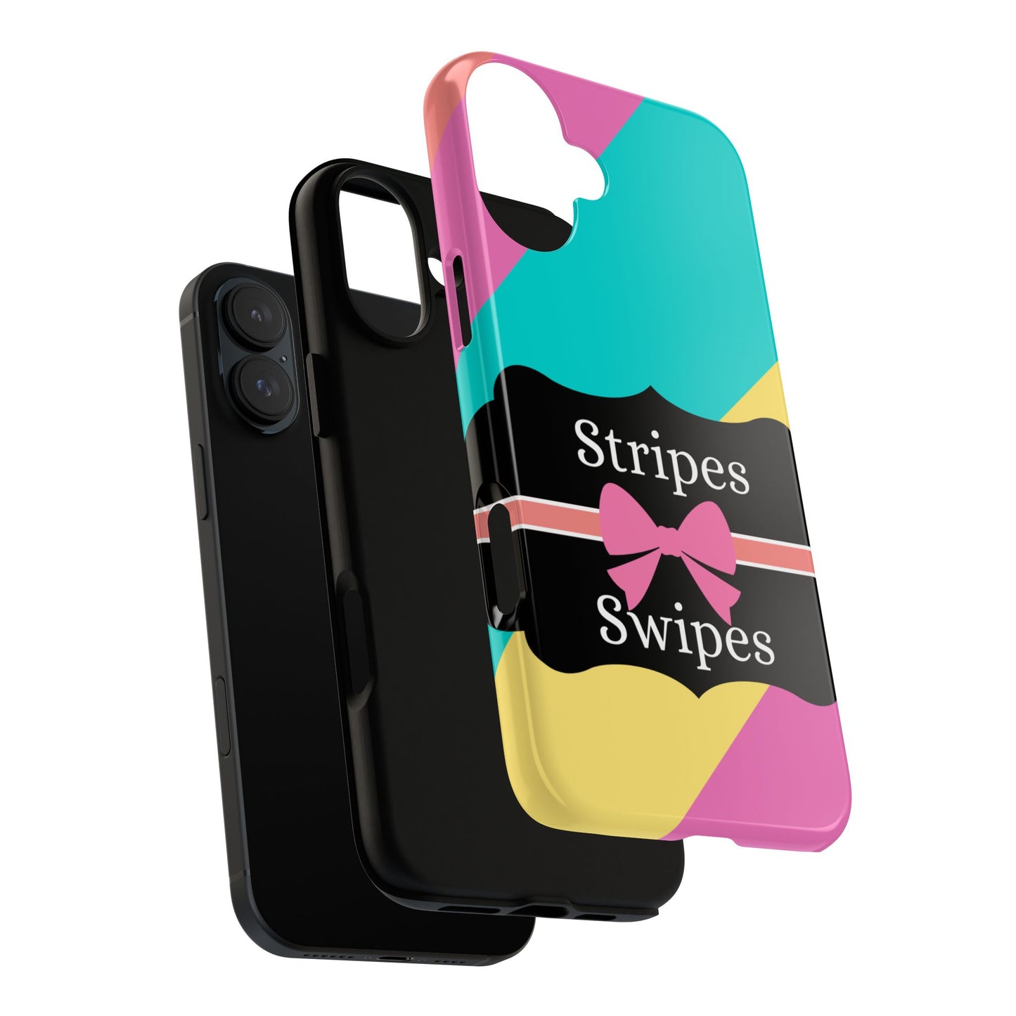 Phone Case iPhone 16/15/14 - Cotton Candy Stripes & Swipes Tough Case