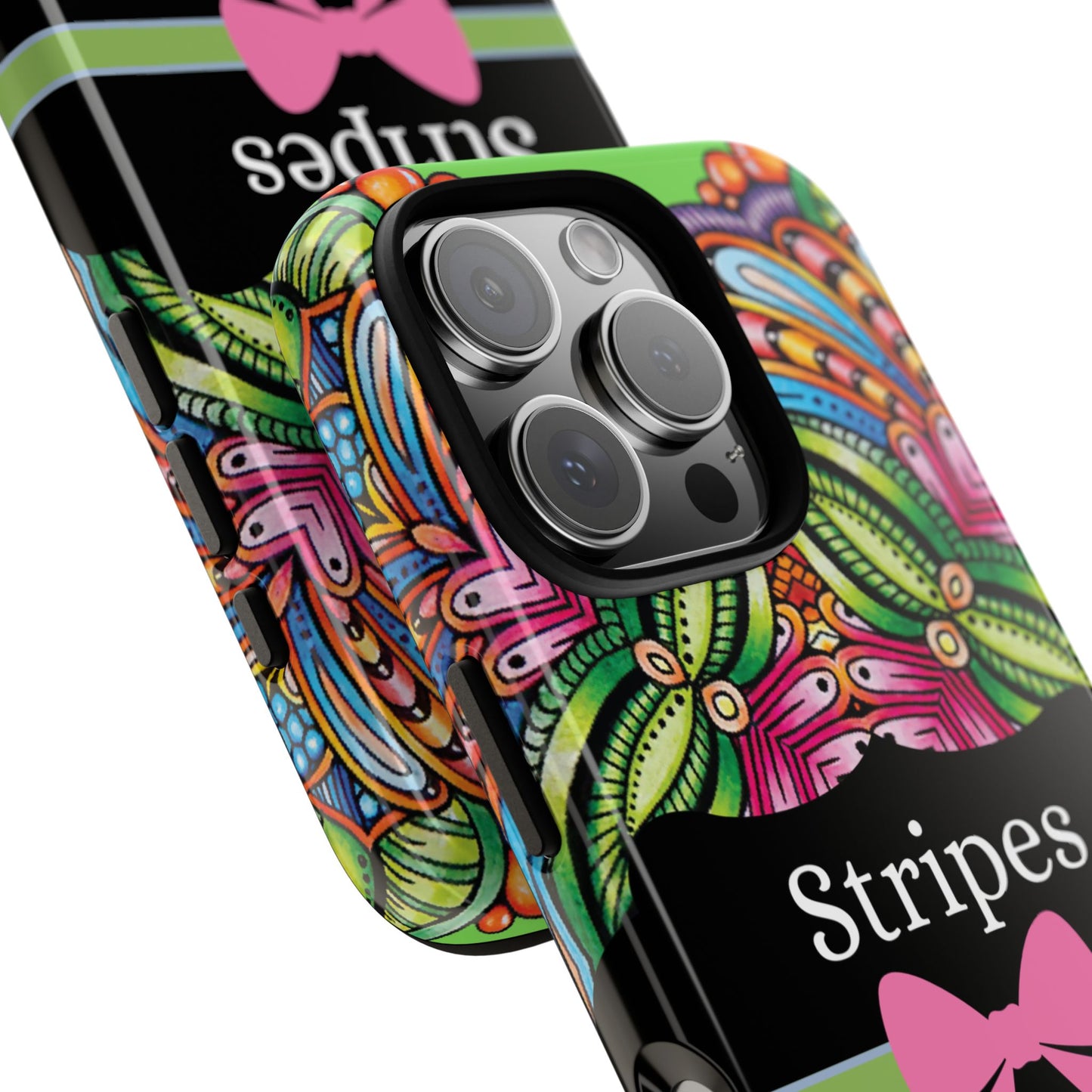 Phone Case iPhone 16/15/14 - Flower Child Stripes & Swipes Tough Case