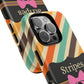 Phone Case iPhone 16/15/14 - Diagonal Retro Stripes & Swipes Tough Case