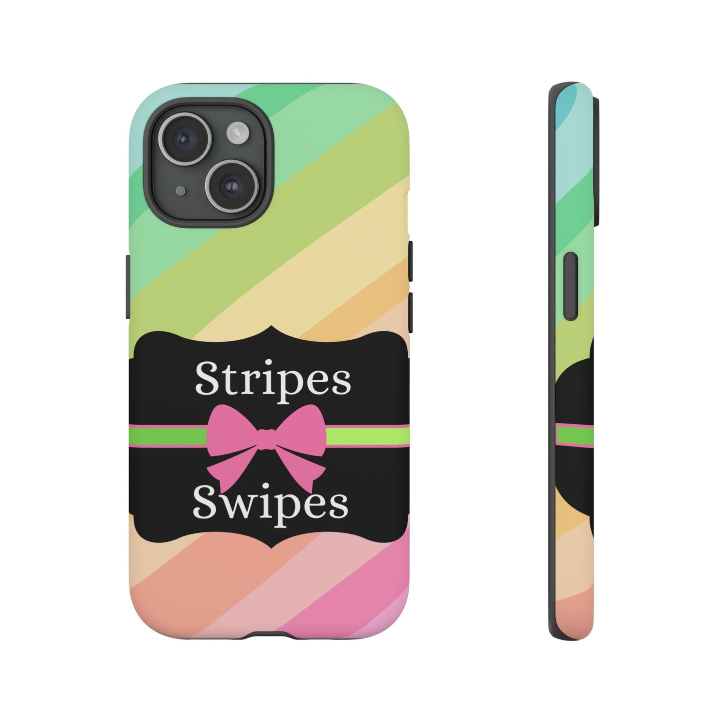 Phone Case iPhone 16/15/14 - Diagonal Pastel Stripes & Swipes Tough Case