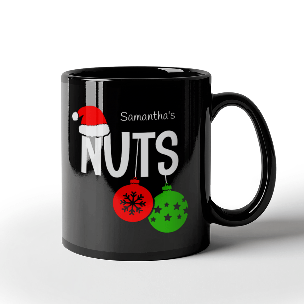 "Chest" "Nuts" - Black Ceramic Mug 11oz Optional PERSONALIZATION