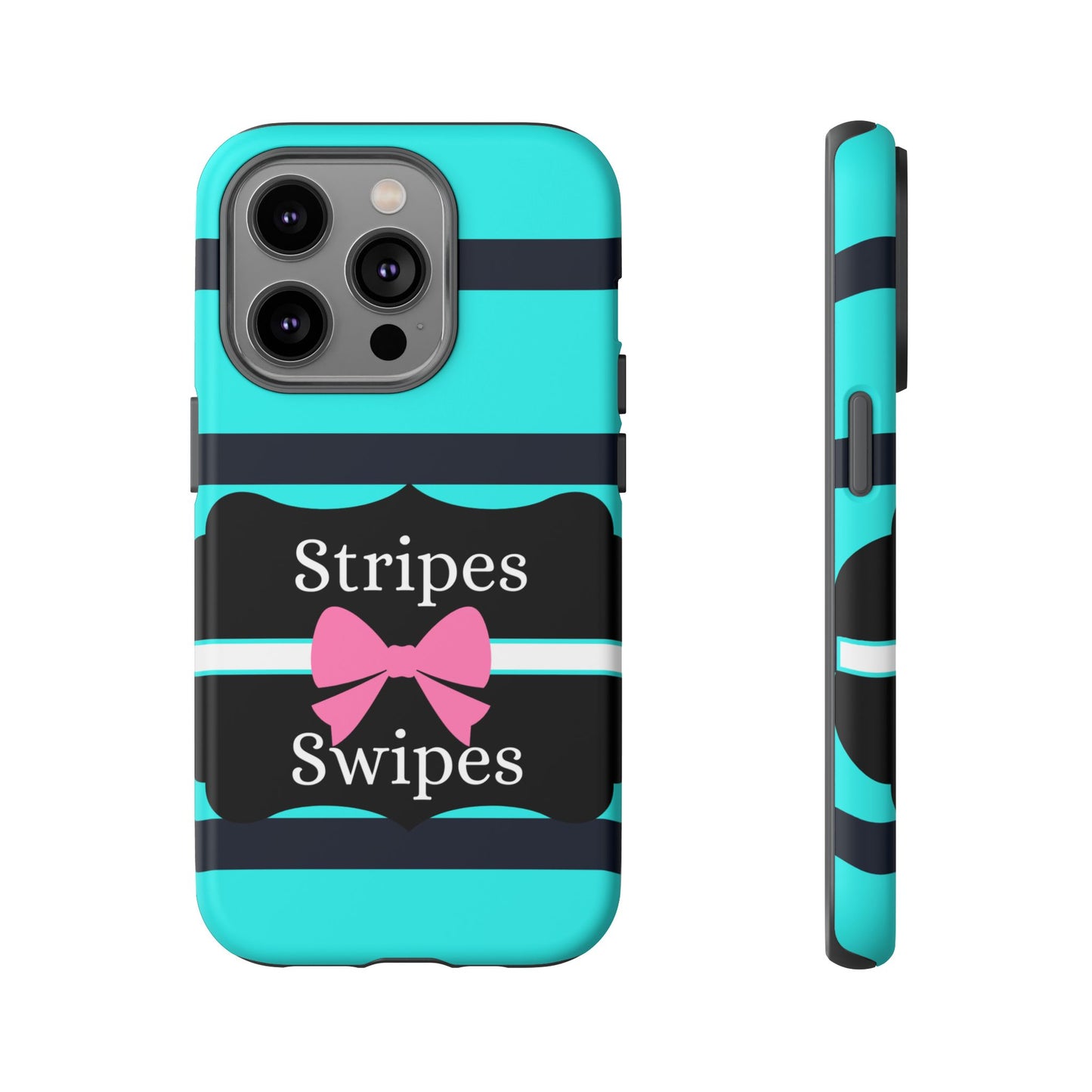 Phone Case iPhone 16/15/14 - Blue/Black Stripes & Swipes Tough Case