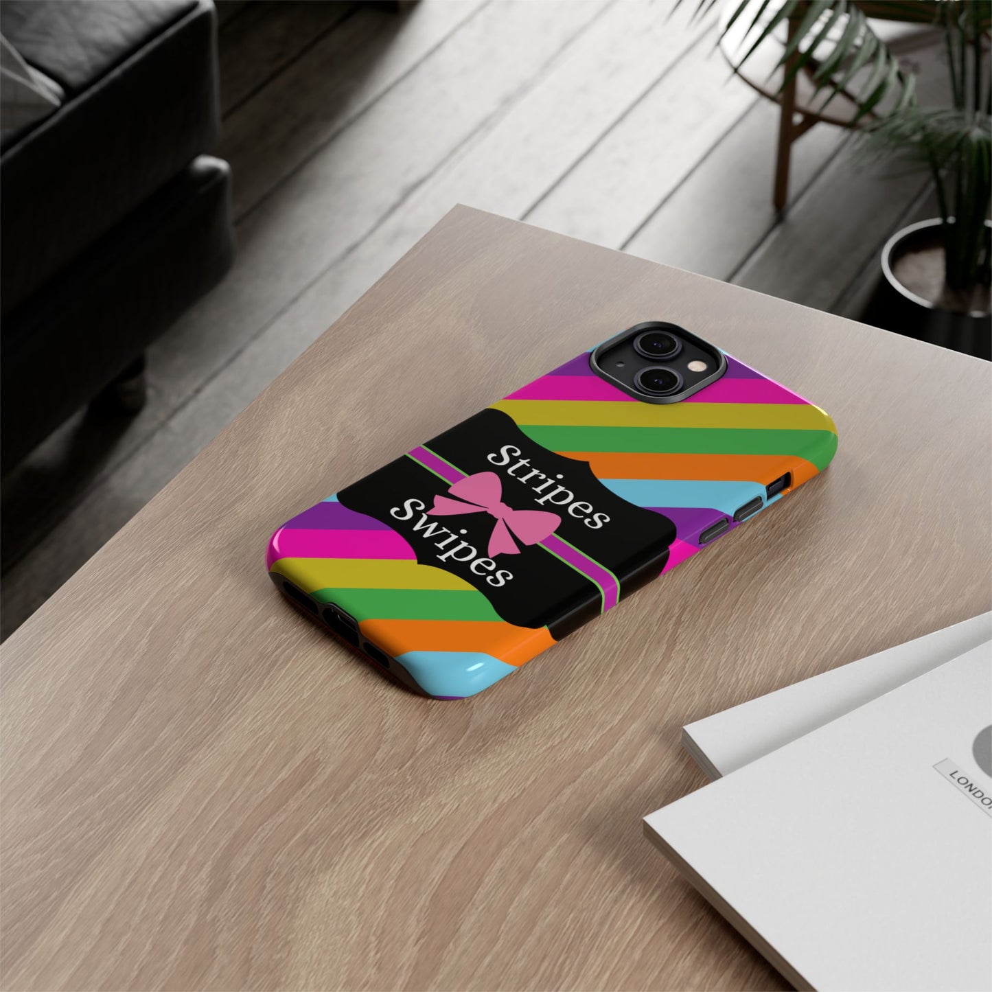 Phone Case iPhone 16/15/14 - Diagonal Vivid Stripes & Swipes Tough Case