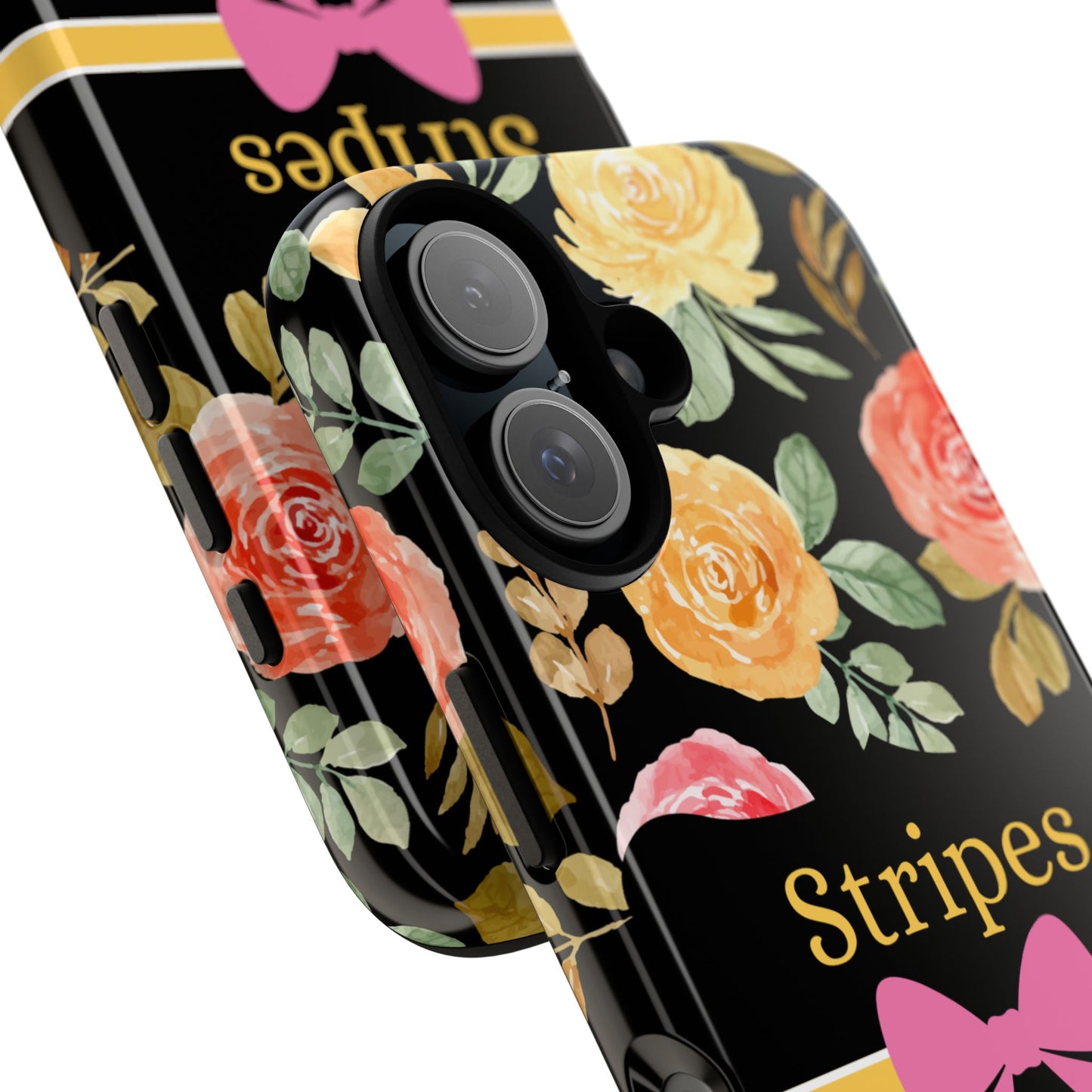 Phone Case iPhone 16/15/14 - Flowers Stripes & Swipes Tough Case