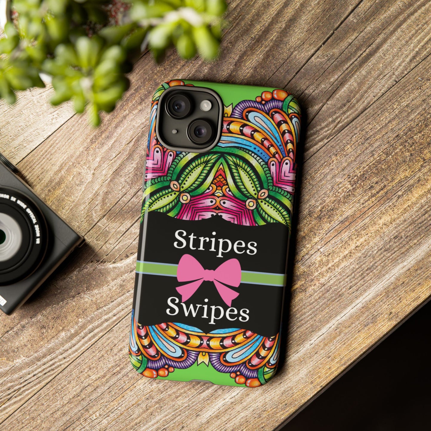 Phone Case iPhone 16/15/14 - Flower Child Stripes & Swipes Tough Case