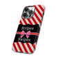 Phone Case iPhone 16/15/14 - Red/White Stripes & Swipes Tough Case