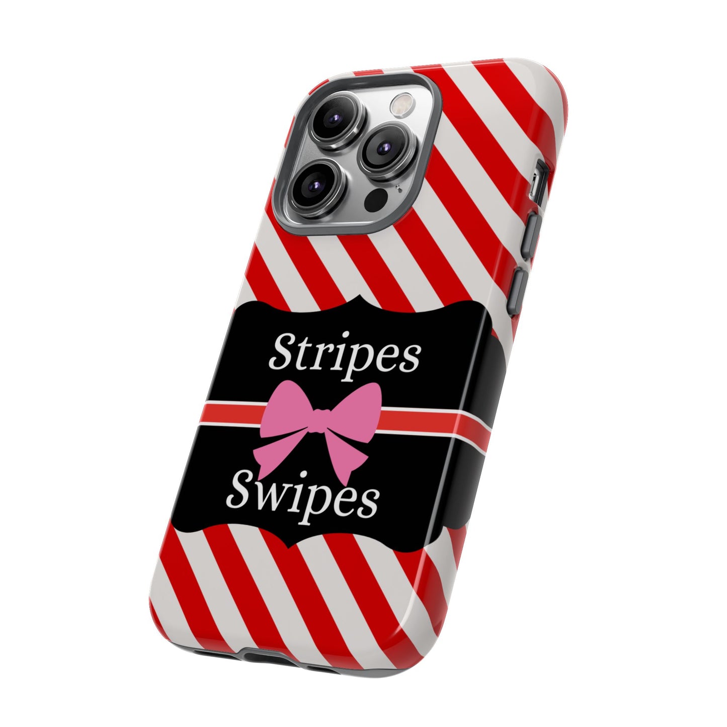 Phone Case iPhone 16/15/14 - Red/White Stripes & Swipes Tough Case