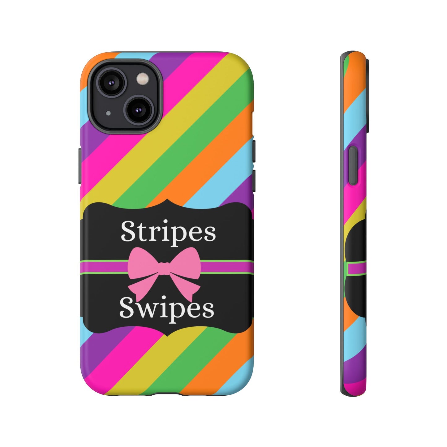 Phone Case iPhone 16/15/14 - Diagonal Vivid Stripes & Swipes Tough Case