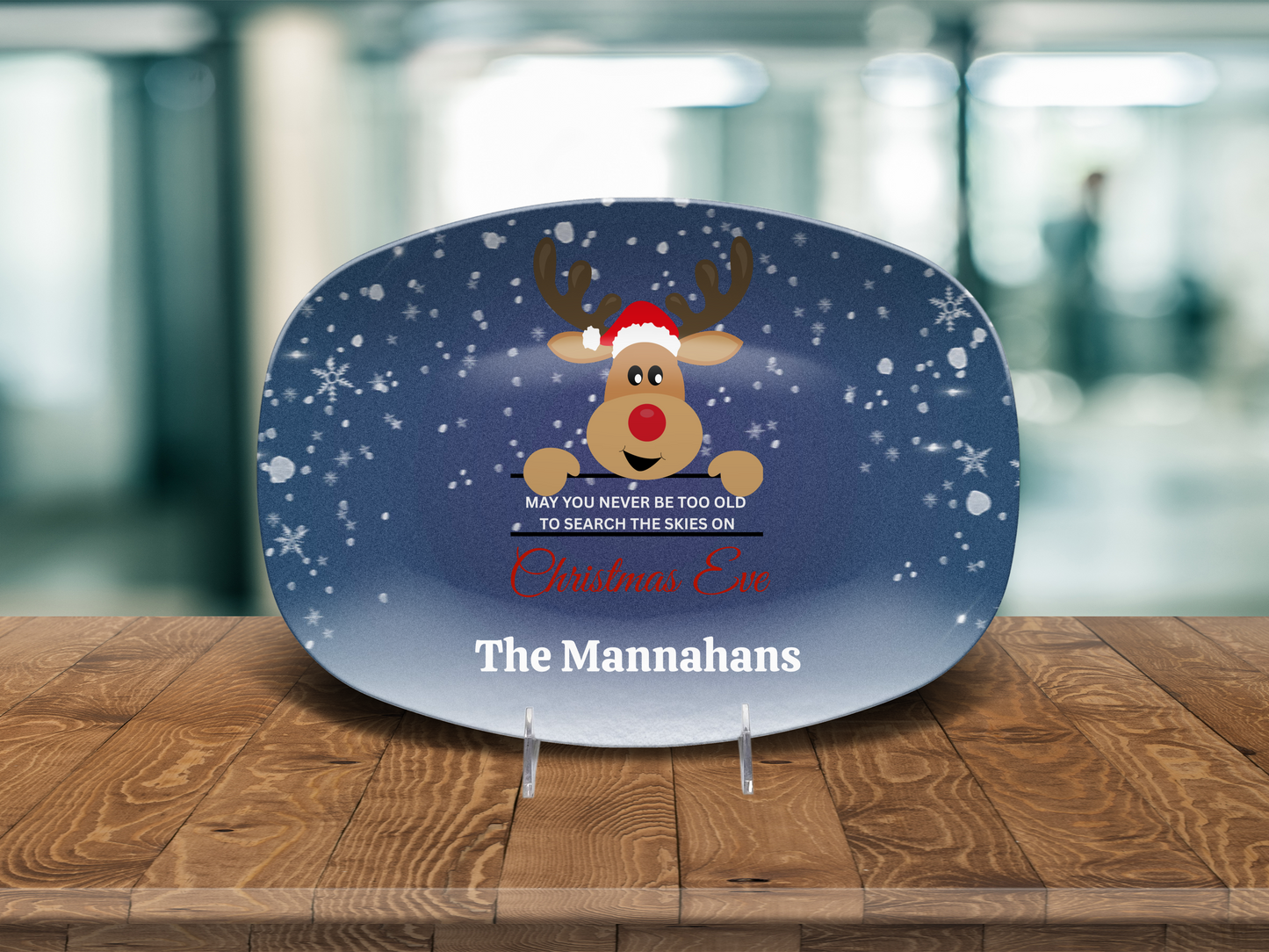 Rudolph “Search the Skies” Personalized Christmas Platter