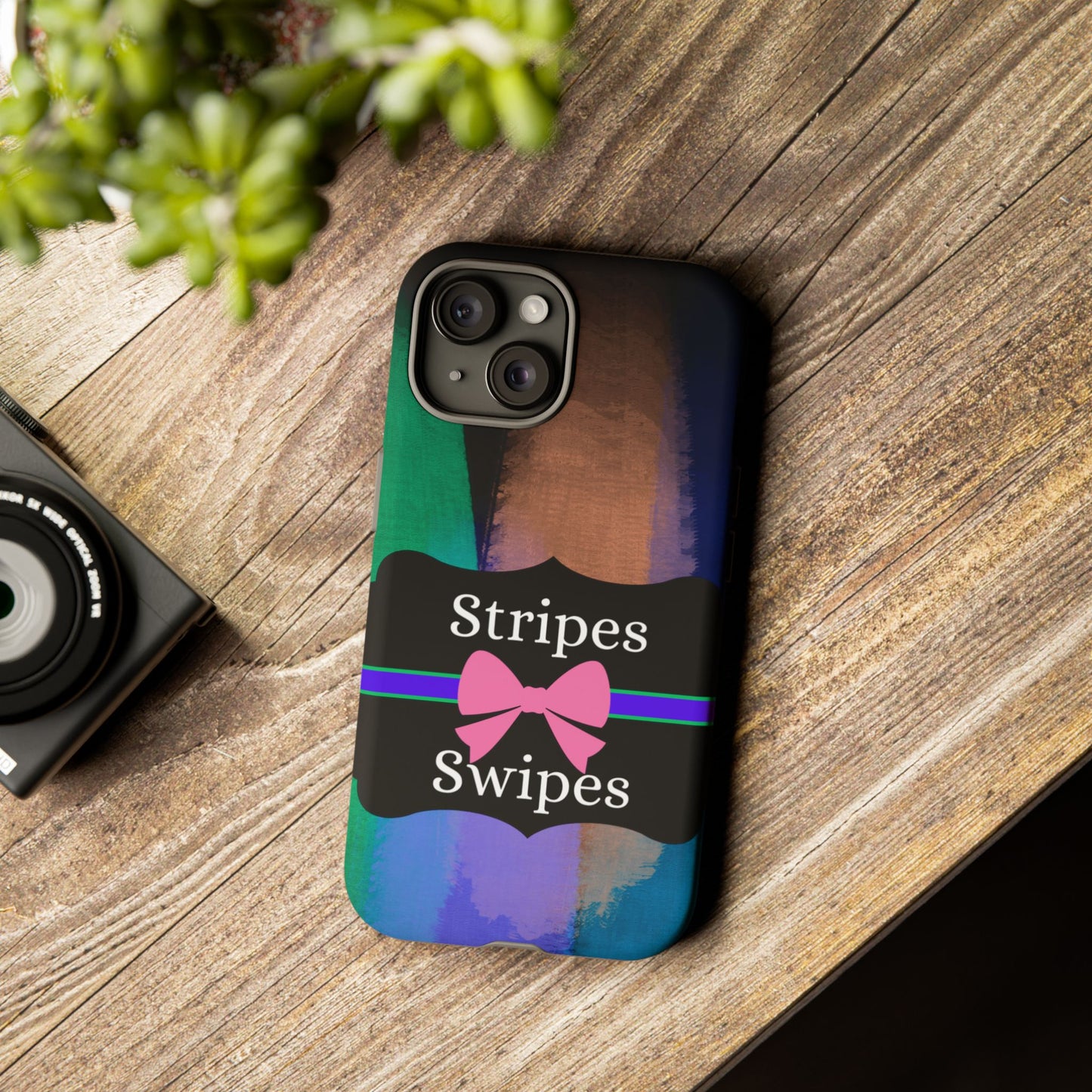 Phone Case iPhone 16/15/14 - Brushed Stripes & Swipes Tough Case