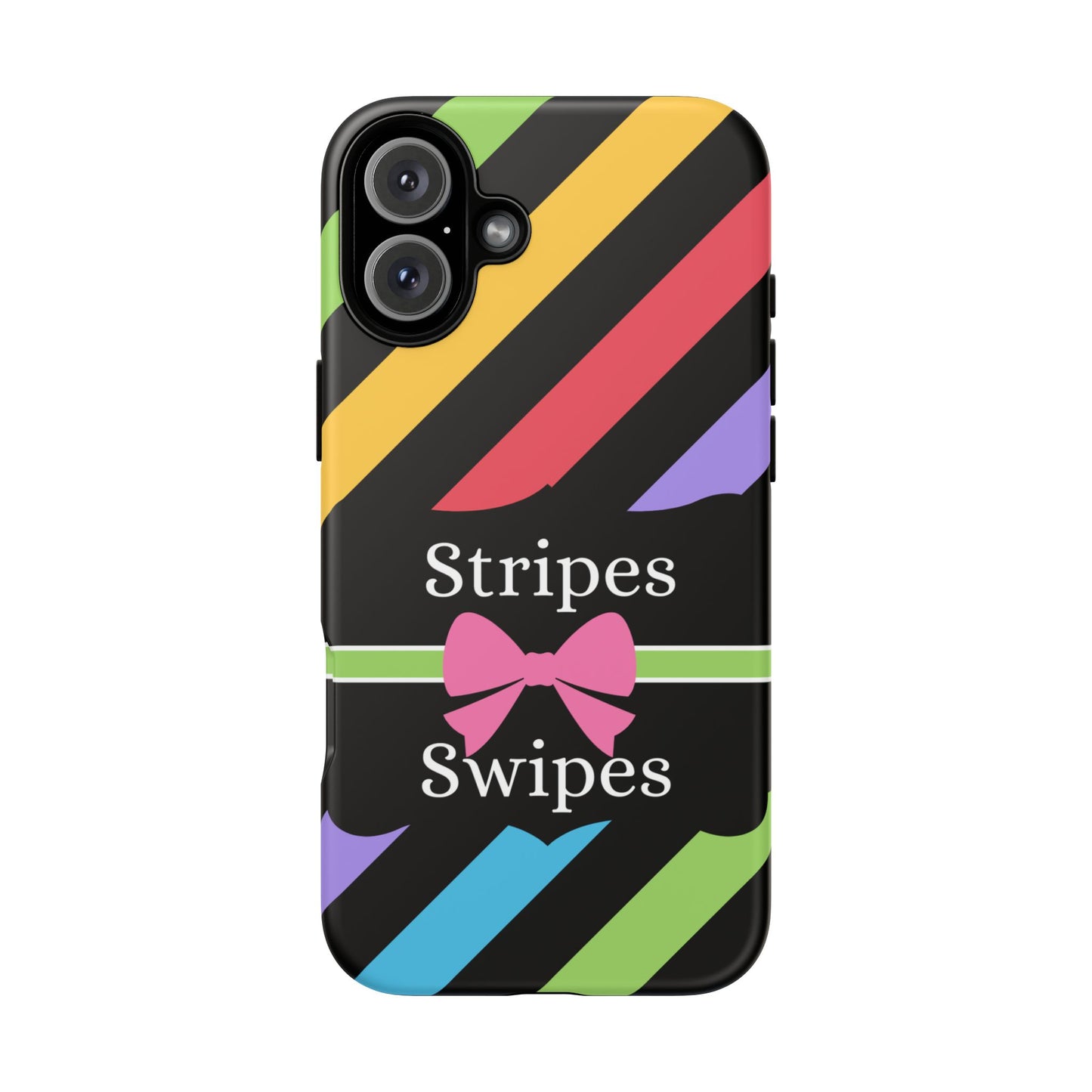 Phone Case iPhone 16/15/14 - Diagonal Vivid Black Stripes & Swipes Tough Case