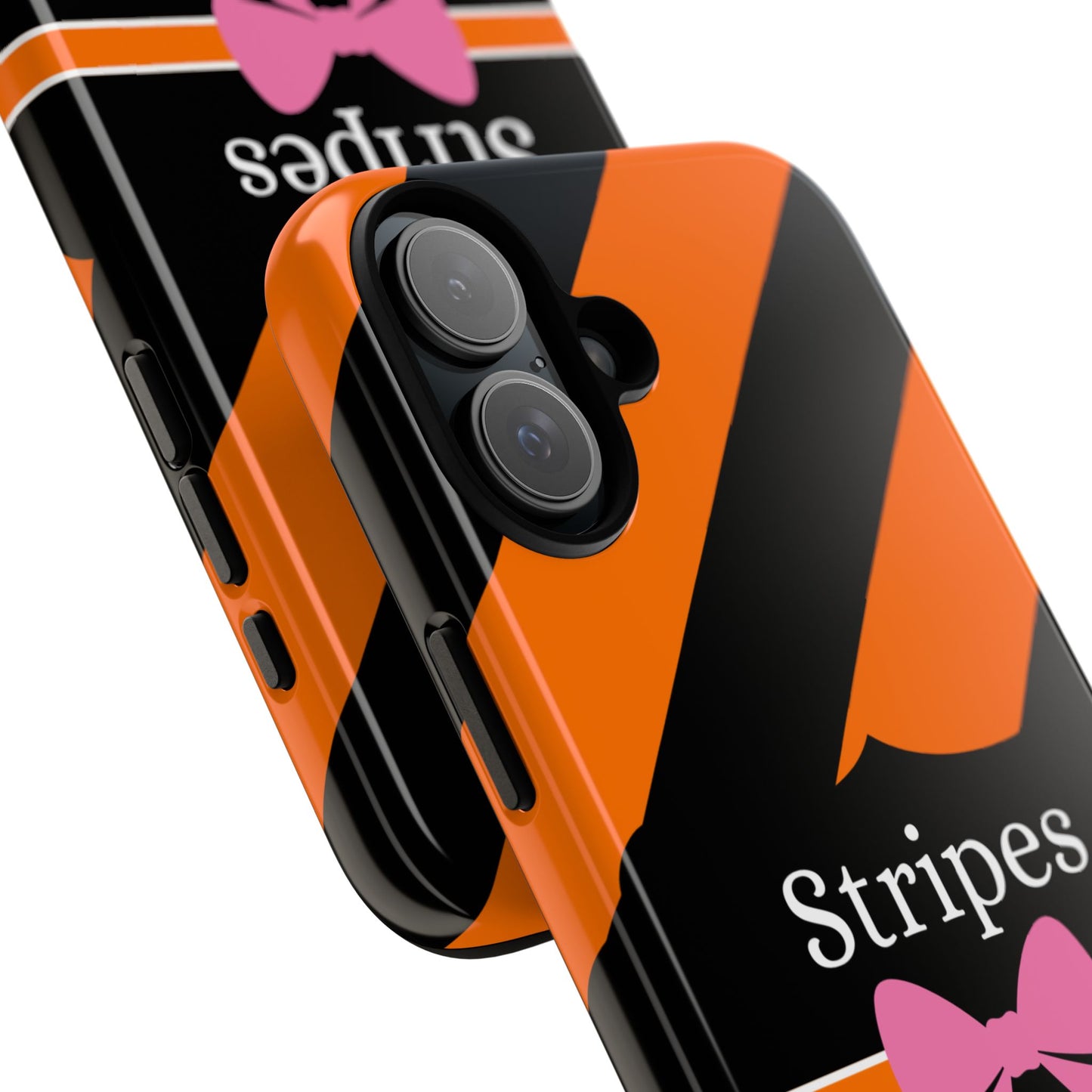 Phone Case iPhone 16/15/14 - Orange/Black Stripes & Swipes Tough Case