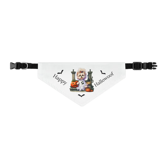 Happy "Hallowoof" - SMALL Pet Bandana Collar WHITE 08